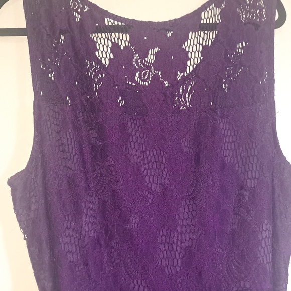 #*24 NBW size 18 Bright purple Laced ๐ party dress With ribon belt free ๐ gift - Picture 6 of 8